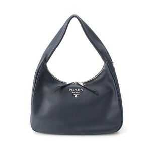 Prada Vitello Phoenix Leather Shoulder Handbag Navy Blue